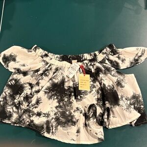 RAGA Black and White Tie-Dye Crop Top